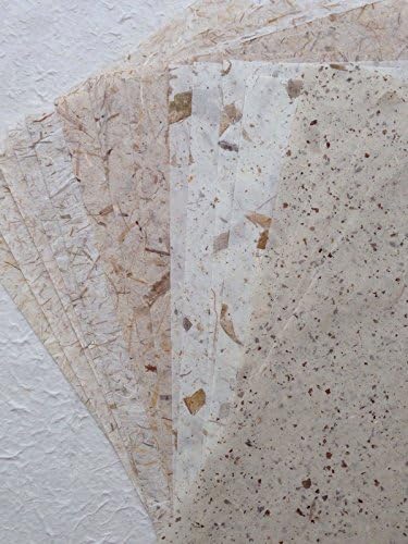 Earth Tone 20 Sheets of Mixed Dried Leaves, Thin SAA Mulberry and Rice Paper