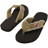 NHL New Jersey Devils Unisex Frayed Flip Flops - Khaki (Small)