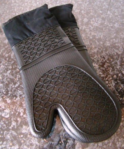 NoBurn Oven Mitts and Pot Holder X-Long Black -Pair