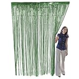GREEN METALLIC FRINGE CURTAIN