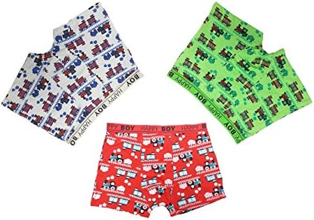 Popstar Boys' 3 Pack Choo Choo Train Print Cotton Knit Boxer Briefs