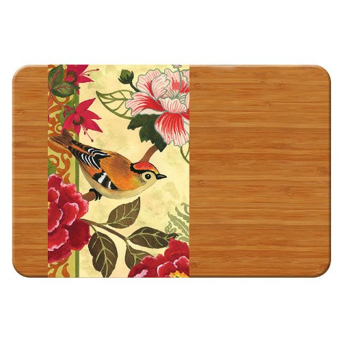 Bird Study Wooden Cutting Board w/ Glass Inset