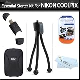 Essential Starter Accessory Kit For Nikon COOLPIX S3100 S4100 S100 Digital Camera Includes Hard Case + USB 2.0 High Speed Card Reader + LCD Screen Protectors + Mini Tabletop Tripod + MicroFiber Cleaning Cloth