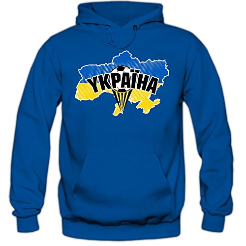 Ukraine EM 2016 #1 Hoody | Fußball | Herren | Trikot | Schowto-blakytni | Nationalmannschaft, Farbe:Blau (Royalblue F421);Größe:L