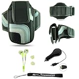 Black Adjustable Deluxe Sportband / Workout Armband with Adaptable Neck Str ....