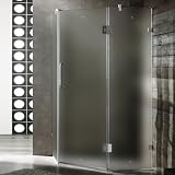 Vigo Industries VG6062BNMT36R Frameless NeoAngle Frosted Glass Shower Enclosure, Nickel