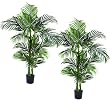TWO Pre-Potted 4' Artificial King Areca Palm Trees