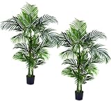 TWO Pre-Potted 4 Artificial King Areca Palm Trees
