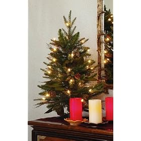 GKI Bethlehem Lighting 2-Foot Green River Spruce Christmas Tree Pre-lit with 35 Clear Mini   on a Plastic Tree Stand