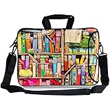 Kitron(TM)12.9-13.3 Inches Mini Bookshelf Waterproof Neoprene Laptop Sleeve Case Bag Handbag Soft Carrying Handle & Removable Shoulder Strap for 12.5 to 13.3 inch Laptop Chromebook Ultrabook Macbook Pro Air HP Dell Acer Sony Lenovo