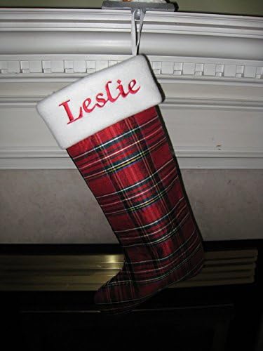 Red Plaid Silk Christmas Stocking