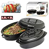 Lot de 2 - Cocottes à Enfourner avec Grilles - Cuisson ultra rapide sans projection