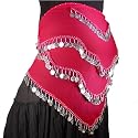Belly Dance Coin Hip Scarf, Wave Design Triangle, Georgette Fashion Colors Available