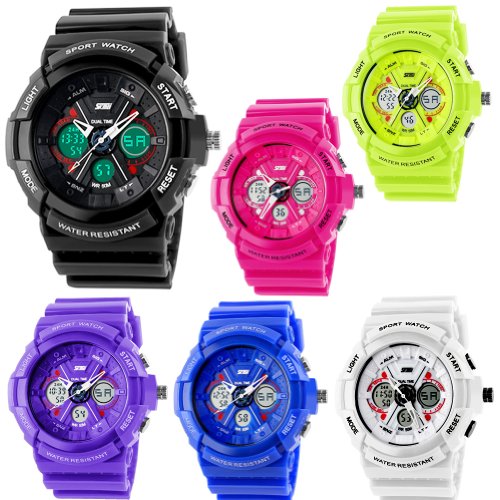 Unisex Fashion Sport Watch Analog/Digital Water Resist Dual Time Multifunction Alarm Led Wristwatch 0966