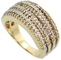 14k Gold Diamond Band, w/ 0.90 Carat Brilliant Cut White & Fancy Yellow Diamonds, 3/8 in. (10mm) wide