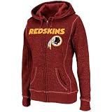 NFL Women's Washington Redskins Deep Post Long Sleeve Fullzip Marled Fleece hoodie (Dark Garnet Marled/White,  Large)