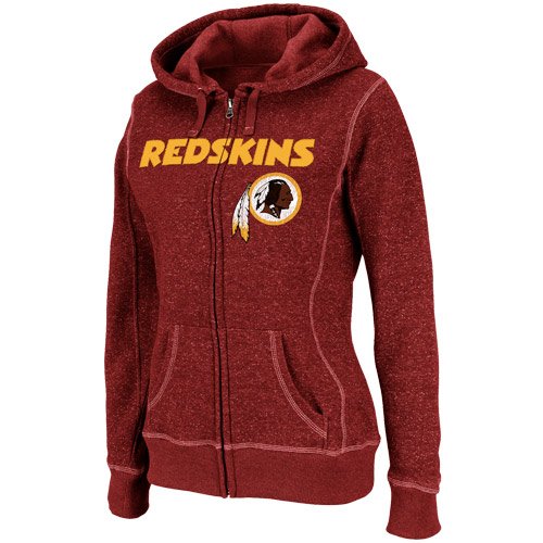NFL Women's Washington Redskins Deep Post Long Sleeve Fullzip Marled Fleece Hoody (Dark Garnet Marled/White, Medium)
