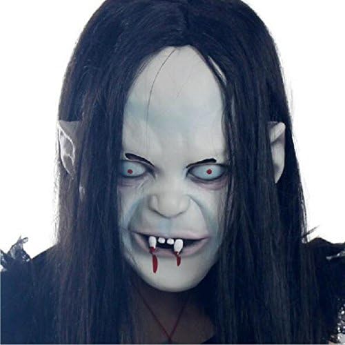 Halloween Latex Creepy Scary Toothy Zombie Ghost Mask Scary Emulsion Skin with Hair