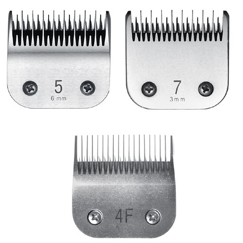 Size 4F, 5 & 7 clipper blades. Fits Oster A5 clippers.