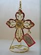 Goldtone Holiday Red Cross with Stand - Red