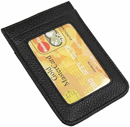 Wallet Men's Genuine Leather Wallet ID Credit Card Holder with Magnetic Money Clip-Black