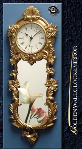 QUARTZ GOLDEN WALL CLOCK MIRROR