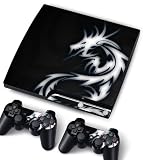 Bundle Monster Vinyl Skin Sticker For PlayStation PS3 S SLIM Game Console - Cover Protector Art Decal - Blue Dragon