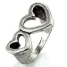Oxidized Silvertone Double Open Hearts Ring
