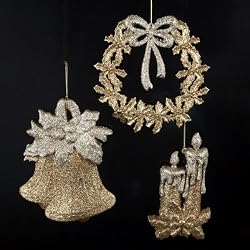 Club Pack of 24 Two-Tone Glittered Christmas Ornaments 7"