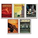 Serenity: Set of 5 Blue Sun Travel Posters