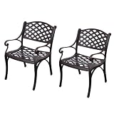Walker Edison Cast Aluminum Dining Chairs, Set of 2, Brown