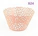 Yansanido 24 set pink Filigree Artistic Bake Little Vine Lace Laser Cut Cupcake Wrapper Cup Muffin Case Trays Collars Wrappers (24pcs pink)
