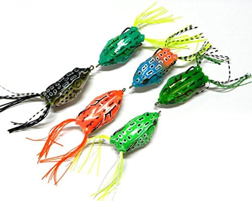 HappyFishing 6pcs/lot Topwater Frog Lure Kit Set, Especially For Bass Snakehead,Freshwater Saltwater Soft Bait