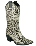 Capelli New York Shiny Baby Leopard Cowboy Ladies Rubber Rain Boot