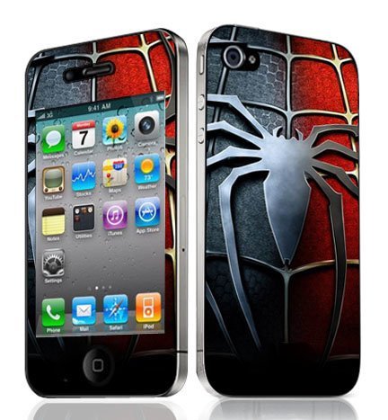  Bundle Monster Vinyl Skin Case Cover Art Decal Sticker Protector Accessories for Apple Iphone 4 Generation / 4G - Spiderman