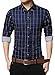 LOCALMODE Men's 100% Cotton Long Sleeve Plaid Slim Fit Button Down Dress Shirt,Acid Blue,Small