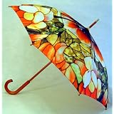 "Tiffany" Style Full Size Stick Art Umbrella with Automatic Push Button Opening, Great Gift Idea