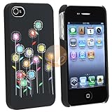 Black Sun Flower Hard Rubber Case Cover Compatible With iPhone 4 4G