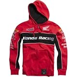 Honda Motorcycle Officially Licensed Fox Team Men's Hoody Zip Racewear Sweatshirt Sweater w Free B&F Heart Sticker Bundle - Red Medium