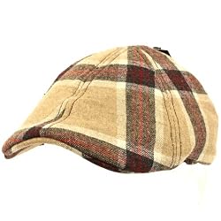 Wool Plaid panel Duck Bill Ivy Cabbie Driver Hat Camel
