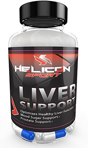 Helicon Sport Liver Support with Milk Thistle - Detox Cleanse Supplement Blood Sugar Prostate Support, 90 Capsules, Dandelion Root Extract Red Clover Centella Asiatica Turmeric Horsetail Vitamin K Vitamin A, Liver Health 2250mg (90)