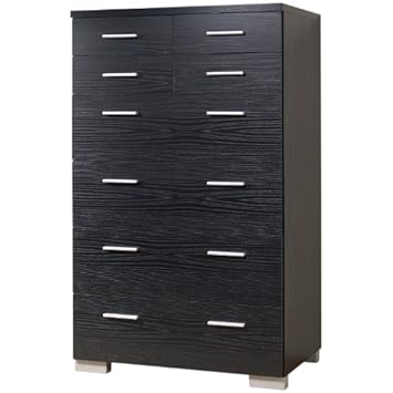 Tvilum Vancover 6-Drawer Dresser, Black and Woodgrain