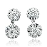 14k White Gold Diamond Floral Drop Earrings (G-H, SI-I, 1.06 carat)