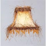 Shades - Chandelier Clip On Lamp Shade - Champagne Square with Dark Fringe and Beads - B5507
