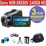 Sony HDR-XR550V 240GB HD Handycam¨ Camcorder + Multi-Coated Glass UV Filter + Multi-Coated Glass Polarizer Filter + Deluxe Padded Camcorder Bag + + 6 Piece Accessory Kit + 3 Year Warranty Repair Contract