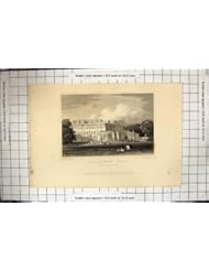 Home: Antique Print of Engraving 1830 Trentam Hall Staffordshire Lacey Neale Architecture - old-print
