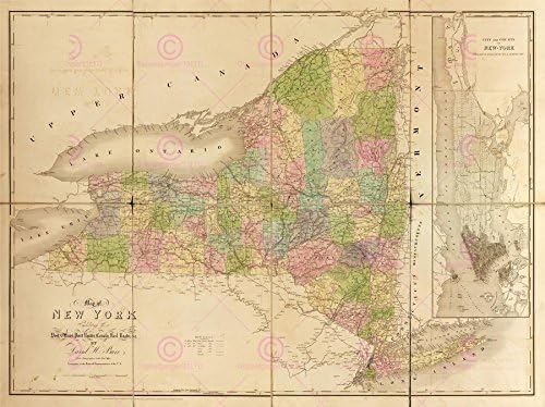 MAP ANTIQUE AMERICAN ATLAS BURR 1839 NEW YORK STATE REPLICA POSTER PRINT PAM0516
