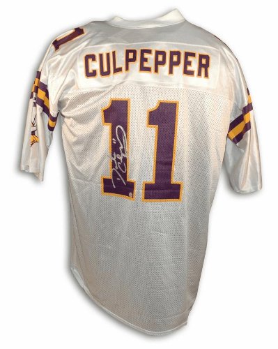 Autographed Daunte Culpepper Minnesota Vikings White Puma Replica Jersey