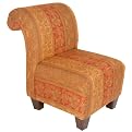Floral Stripe Roll Back Upholstered Chair - Rust