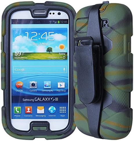 Zahren Technologies® Camouflage Camo Sport Outdoor Military Heavy Duty Survivor Case Belt Clip For Samsung Galaxy S4 i9500 + Screen Protector